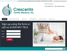 Tablet Screenshot of crescentafamilymedical.com